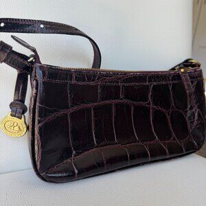 Vintage Brahmin Burgundy Leather Croc Embossed Handbag